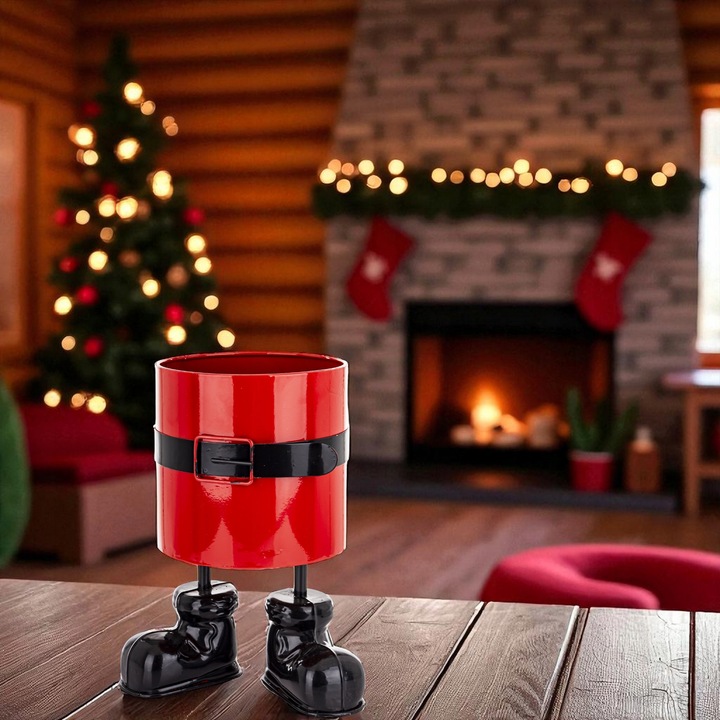 Osłonka Doniczka Świąteczna figurka Mikołaj stojak na choinkę 26 cm