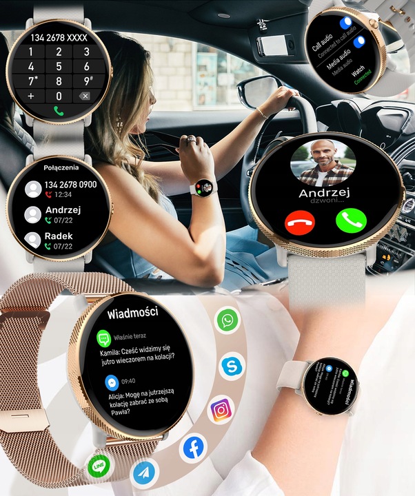 SMARTWATCH DAMSKI AMOLED PROVENTUS ROZMOWY SMS CIŚNIENIOMIERZ POMIAR TĘTNA
