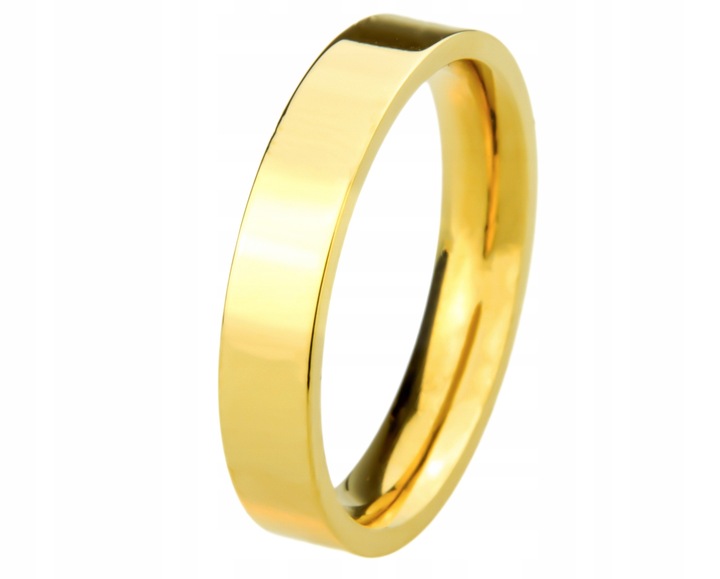 OBRĄCZKA ŚLUBNA PŁASKA ZŁOTA STAL CHIRURGICZNA 8