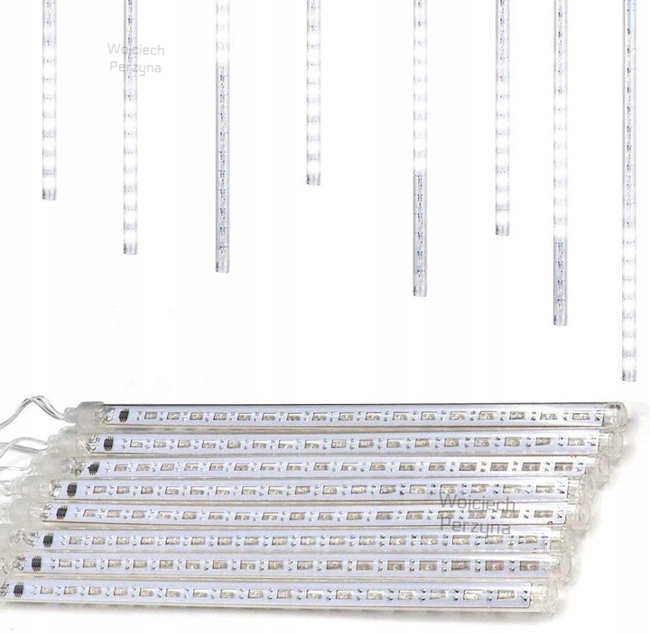 SOPLE METEORY BIAŁE ZIMNE LED LAMPKI PADAJĄCY ŚNIEG 30cm BIAŁY ZIMNY