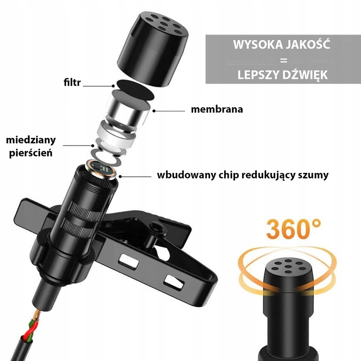 Mikrofon z klipsem gamingowy komputerowy USB M-14