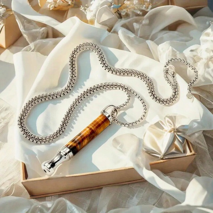 Naszyjnik Do Rzucania Palenia Oddechowy Cichy Nie Gwizda Tygrysie oko Stal