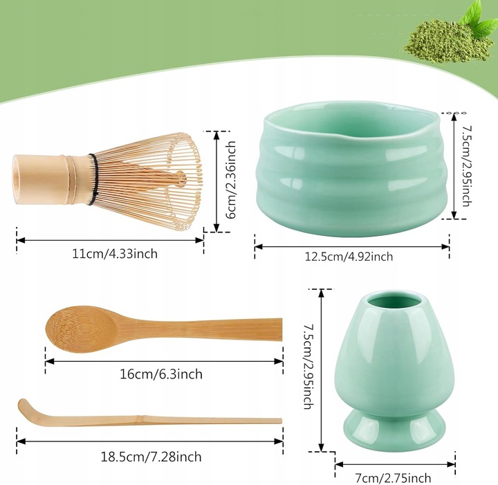 ZESTAW DO MATCHY Z MIOTEŁKA DO MATCHY I ŁYŻKĄ, JAPOŃSKA HERBATA MATCHA