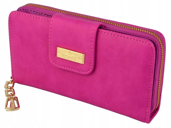 PORTFEL DAMSKI DUŻY TOREBKA NA ZAMEK PODWÓJNY MODNY ORGANIZER SUWAK STYLOWY