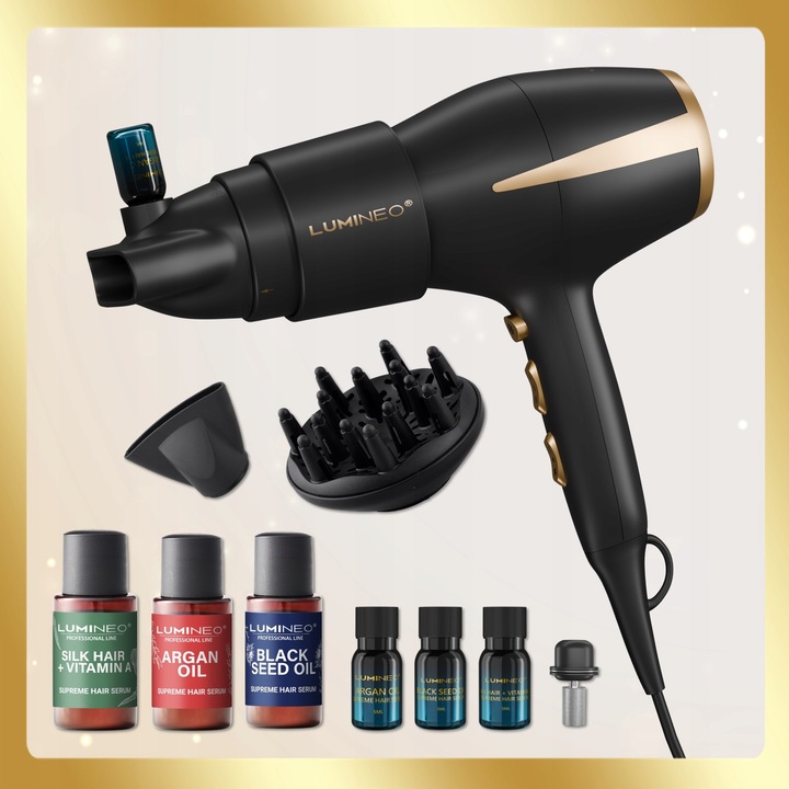 LUMINEO suszarka PRO do włosów 2400W 5w1 jonizacja dyfuzor olejków 3x serum