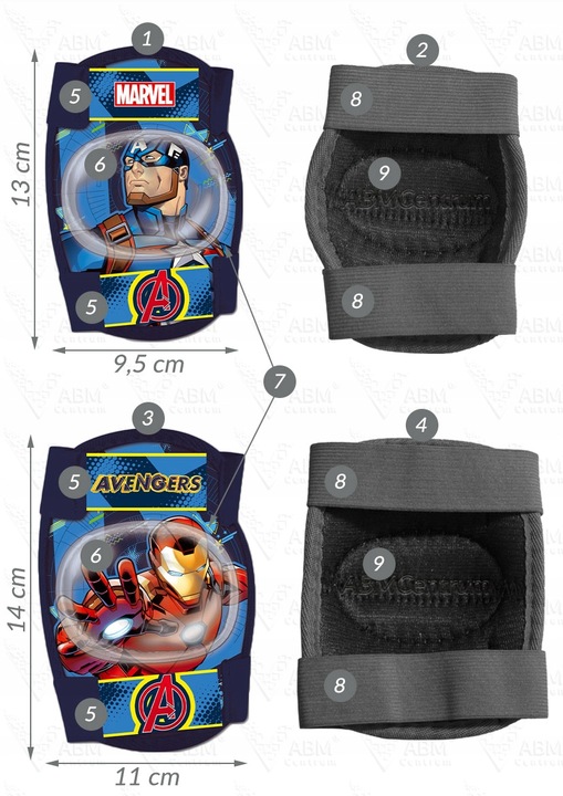 4x ochraniacze kask rowerowy rękawiczki na rower Avengers Ironman Kapitan A