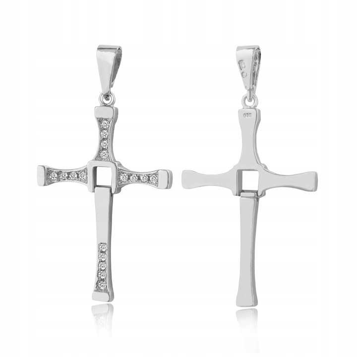 MĘSKI DUŻY SREBRNY KRZYŻYK VIN DIESEL SZYBCY I WŚCIEKLI SREBRO PRÓBA 925