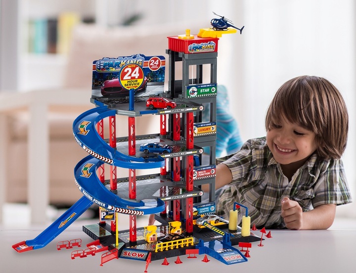 GARAŻ WIELOPOZIOMOWY PARKING SAMOCHODOWY AUTA HELIKOPTER Z WINDĄ DLA DZIECI