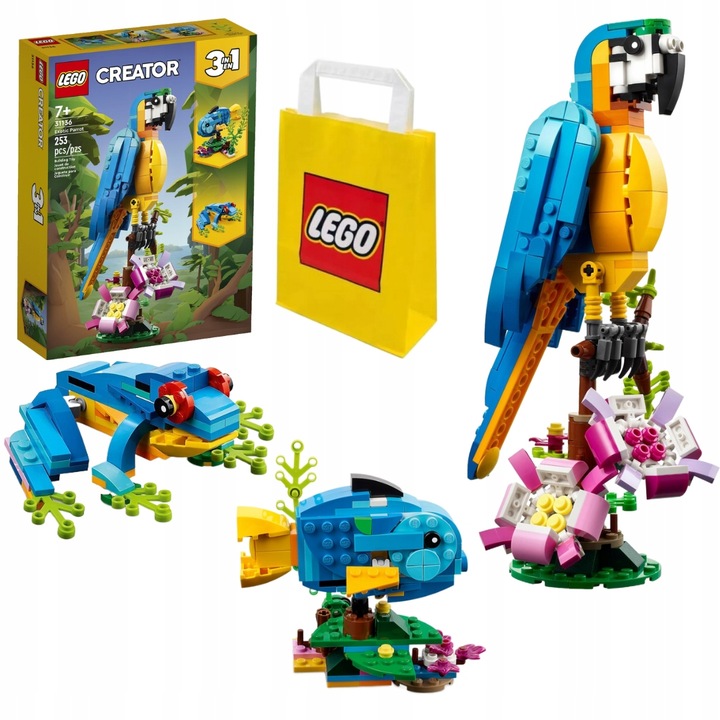 LEGO Creator 3 w 1 31136 Egzotyczna papuga 3w1 Żaba Ryba