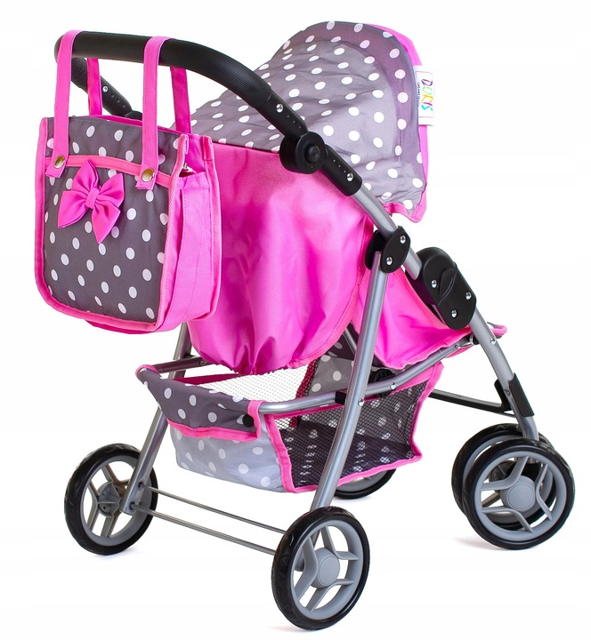 WÓZEK DLA LALEK spacerowy duża spacerówka TORBA PRZEWIJAK regulowana rączka