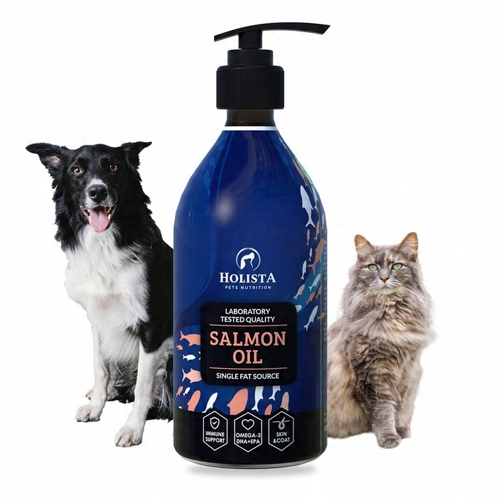 HOLISTA Olej z Łososia Atlantyckiego dla Psa Kota OMEGA 3 Salmon Oil 500ml