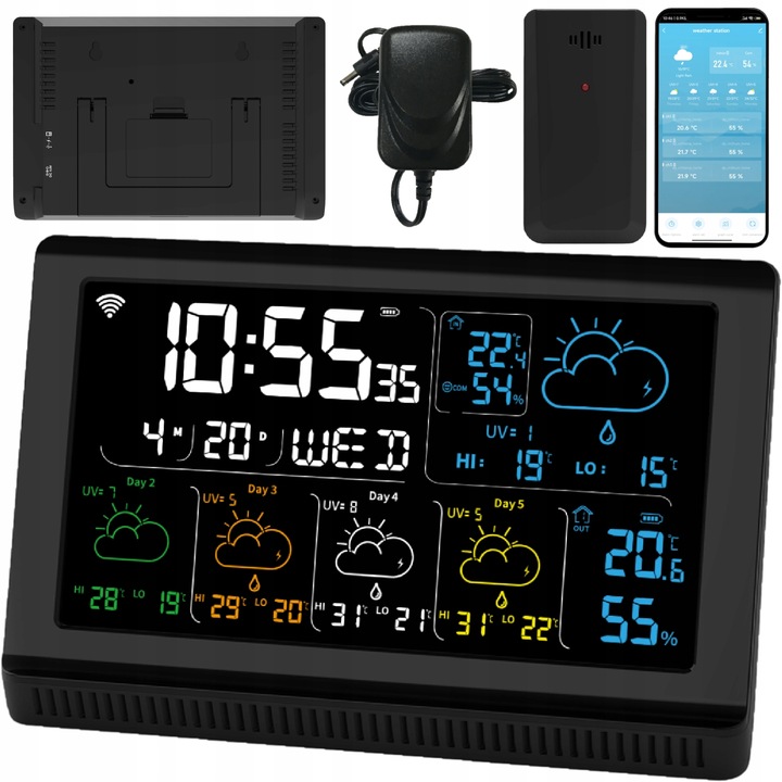Stacja pogodowa pogody meteo TERMOMETR HIGROMETR WiFi TUYA BAROMETR ZEGAR