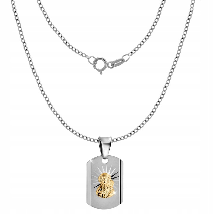 SREBRNY ŁAŃCUSZEK KOMUNIJNY Z MEDALIKIEM SREBRO 925 KOMUNIA CHRZEST GRAWER