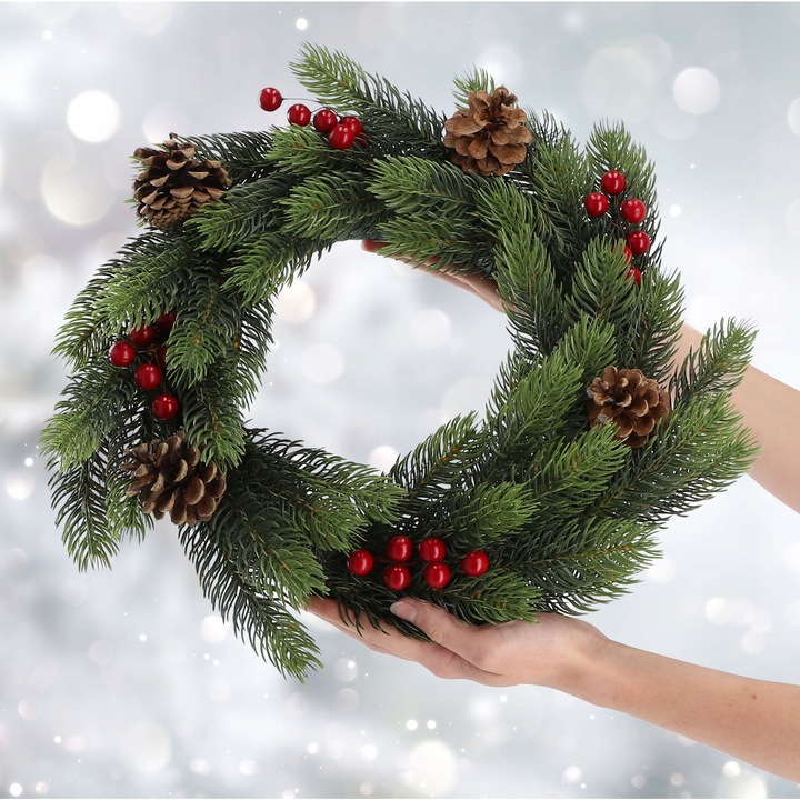 WIANEK ŚWIĄTECZNY STROIK NA DRZWI STÓŁ WIENIEC OZDOBA PREMIUM ŚWIĘTA 45 cm