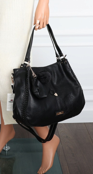 Torebka Damska Shopperka włoska marka CHARRO Pojemna A4 Torba CH6626 Czarna