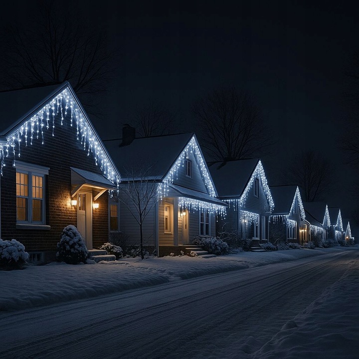 SOPLE 300 LED BIAŁE ZIMNE ZEWNĘTRZNE CHOINKOWE Świąteczne sople dekoracja