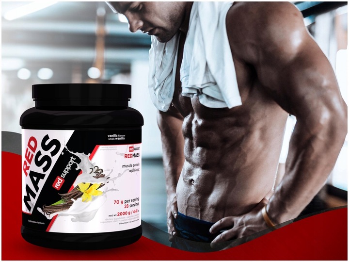 GAINER Red Mass 2000g BIAŁKO węglowodany MASA SIŁA czekolada Red Support