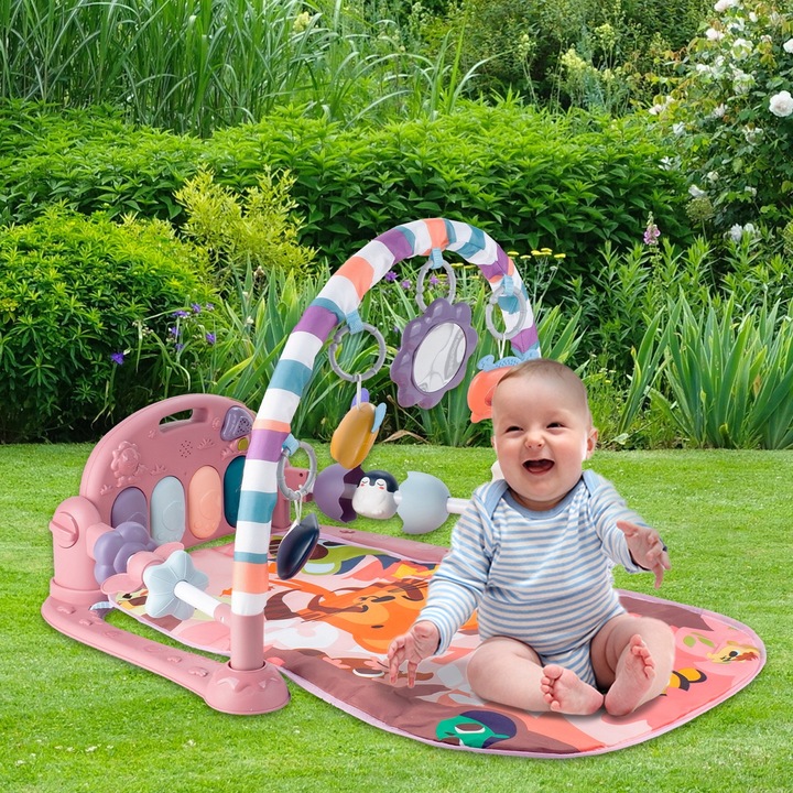 MATA EDUKACYJNA INTERAKTYWNA Z PIANINKIEM GRZECHOTKI GRYZAKI DLA NIEMOWLĄT