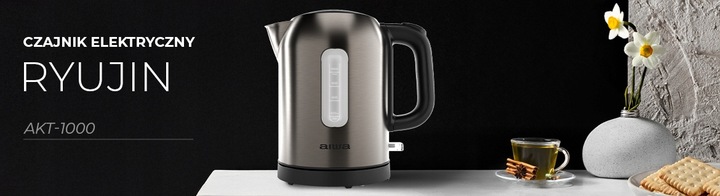 CZAJNIK ZE STALI NIERDZEWNEJ 1L 2200W ROTACJA 360 AIWA AKT-1000 RYUJIN