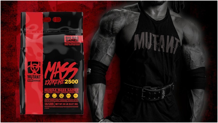 Gainer 9kg Bcaa L-glutamina Mutant Mass XXXtreme MASA SIŁA wanilia