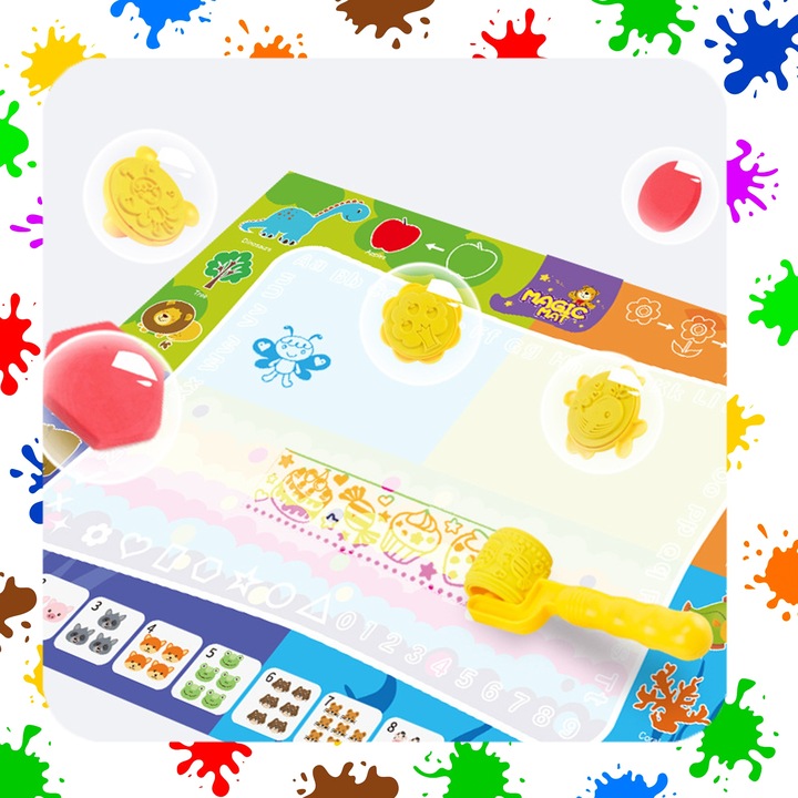 MATA WODNA DO MALOWANIA RYSOWANIA 120x90 Pieczątki Formy Pisaki ZESTAW XXL