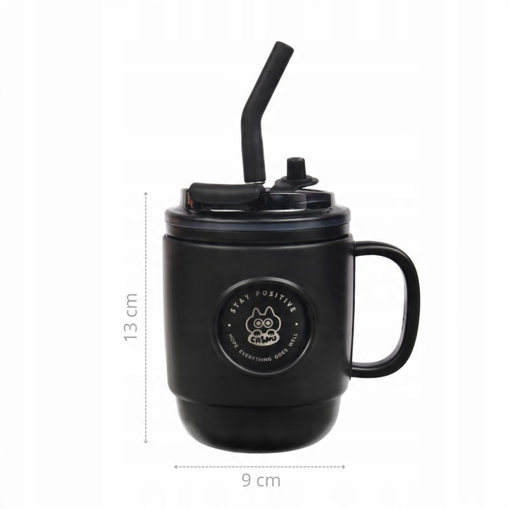 Kubek Termiczny ze Słomką Casno Booker 450 ml Czarny