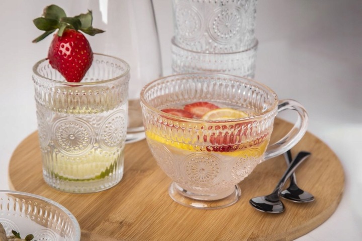 Zestaw 6 filiżanek do kawy szklanki kubki szklane Altom Design Daisy 430 ml