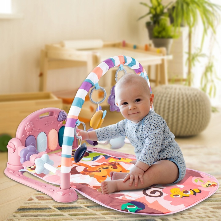 MATA EDUKACYJNA INTERAKTYWNA Z PIANINKIEM GRZECHOTKI GRYZAKI DLA NIEMOWLĄT