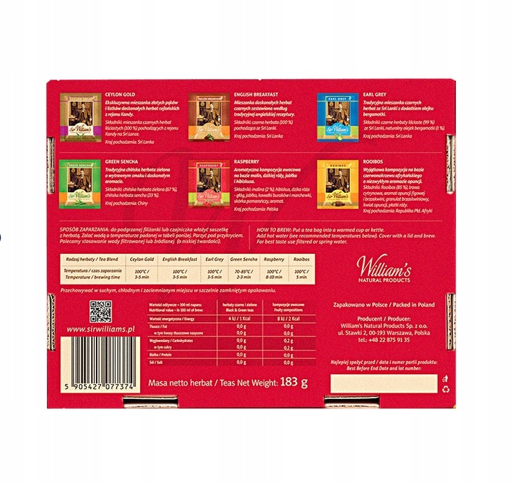 Sir Williams 90 herbat w tekturowym pudełku prezent