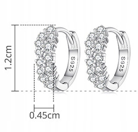 Kolczyki Srebrne PRÓBA 925 KOŁA SREBRO KÓŁKA Rodowane Dwa rzędy Kryształów