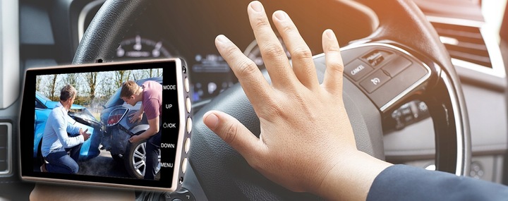 KAMERA DO SAMOCHODU REJESTRATOR JAZDY PRZÓD i TYŁ WIDEO REJESTRATOR Menu PL