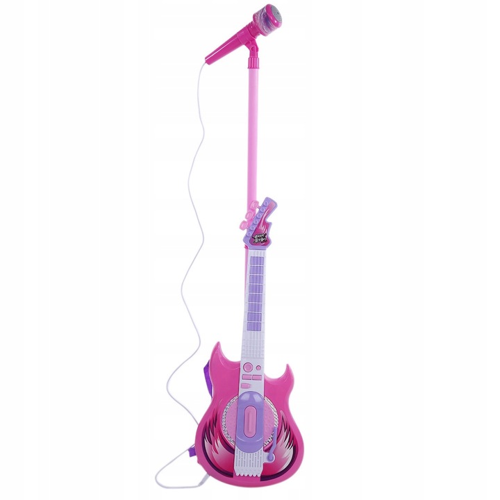 DUŻA GITARA ELEKTRYCZNA ZABAWKA MUZYCZNA DLA DZIECI MIKROFON +STATYW ZESTAW