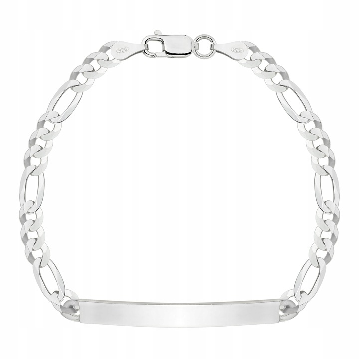 SREBRNA PEŁNA BRANSOLETKA MĘSKA FIGARO Z BLASZKĄ PR. 925 + GRAWER GRATIS