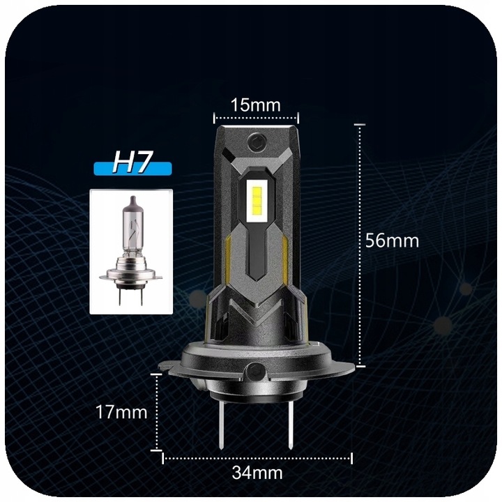 Żarówki H7 LED CSP biała 6500K 1do1 12V CANBUS CAN MOCNE WIECEJ ŚWIATŁA