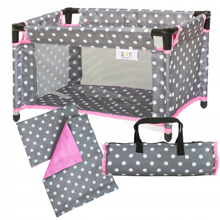 Zestaw dla lalek ŁÓŻECZKO + KRZESEŁKO do karmienia dla laki HUŚTAWKA 2w1