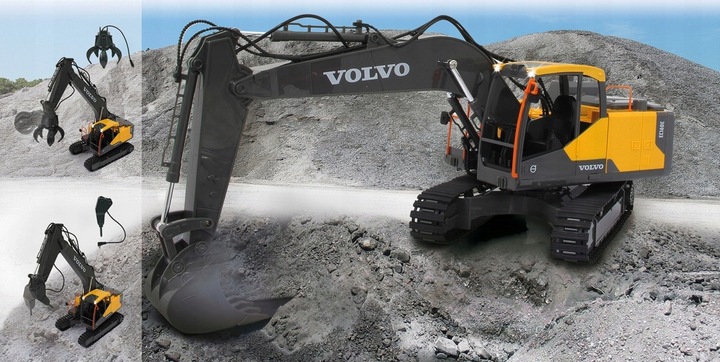 DUŻA ZDALNIE STEROWANA KOPARKA GĄSIENICOWA RC VOLVO NA PILOTA DOUBLE E