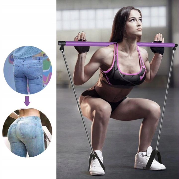 DRĄŻEK DO PILATESU BAR KIJ DO ĆWICZEŃ GUMY OPOROWE EKSPANDERY Z DRĄŻKIEM