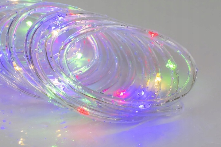 ZEWNĘTRZNY WĄŻ ŚWIETLNY LED ŚWIECĄCY ŁAŃCUCH RGB PROGRAMATOR 230V 60 metrów