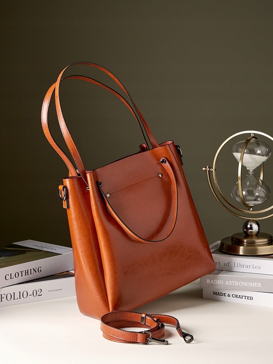 TOREBKA DAMSKA NA RAMIĘ SKÓRZANA TORBA CZARNY DO RĘKI SHOPPER PASEK