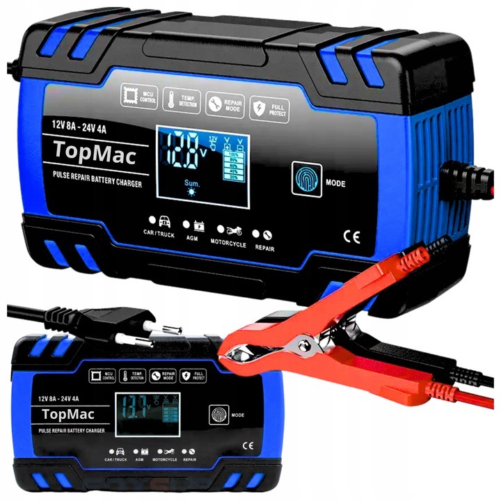 PROSTOWNIK DO AKUMULATORA FUNKCJA NAPRAWY SAMOCHODOWY AUTOMATYCZNY |12V 8A