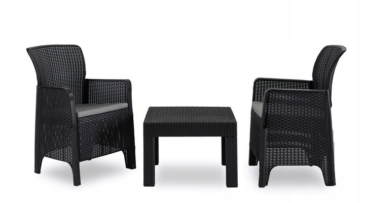 Zestaw Meble Ogrodowe Technorattan Na Taras Ogród Komplet Czarne FRESNO