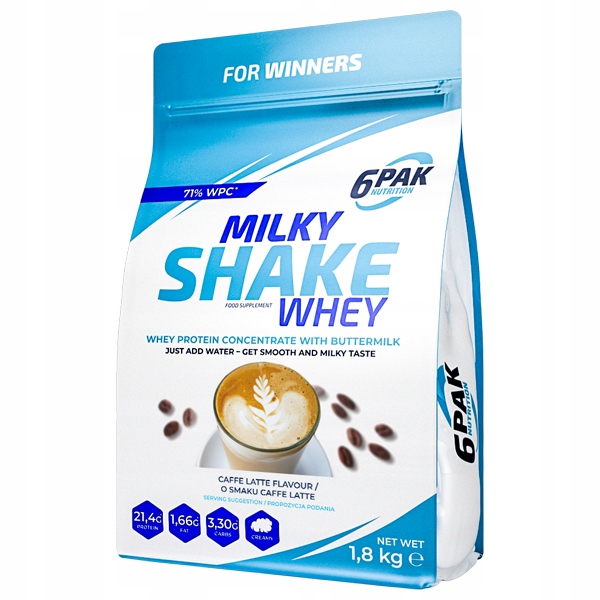 6PAK NUTRITION MILKY SHAKE WHEY 1800 G BIAŁKO WPC CAFFE LATTE
