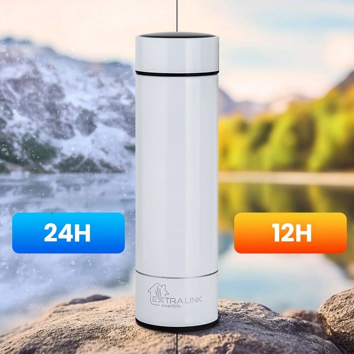 Kubek Termiczny na Kawę Herbatę Napoje z Termometrem Wyświetlaczem Czarny