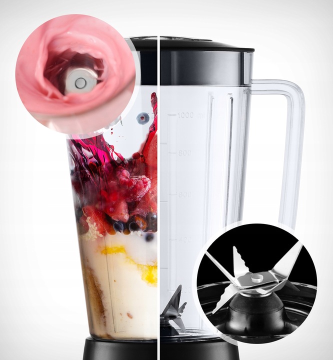 BLENDER KIELICHOWY 3w1 DO SMOOTHIE KOKTAJLI 2 WKŁADY CHŁODZĄCE 2 BUTELKI