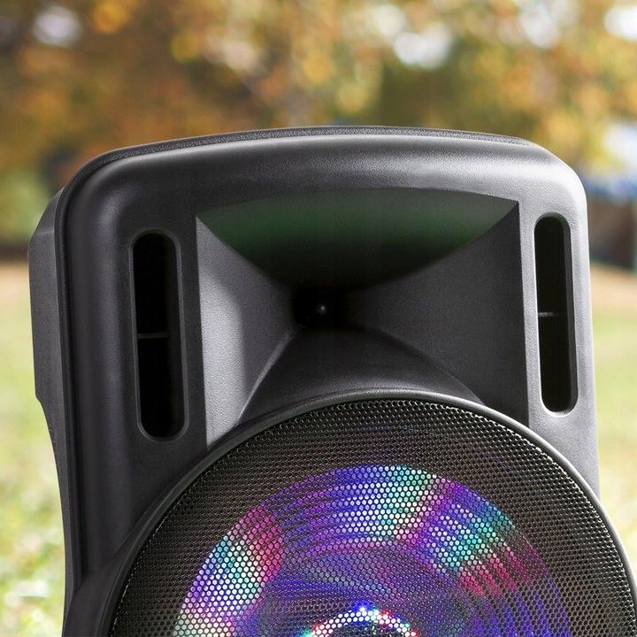 Kolumna aktywna 15'' 800W UHF BT bateria+ mikrofon/ imprezy konferencje