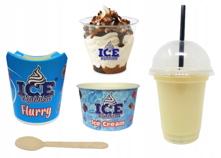 Kubki do lodów flurry, składane papierowe 200szt.