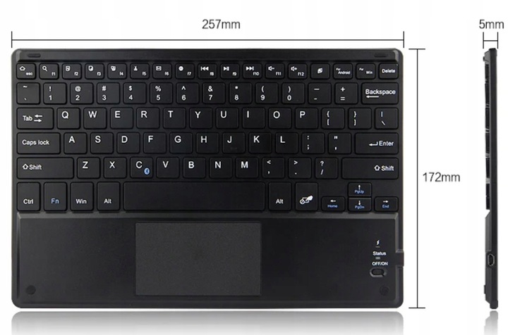 KLAWIATURA BEZPRZEWODOWA BLUETOOTH TOUCHPAD do SAMSUNG APPLE LENOVO XIAOMI