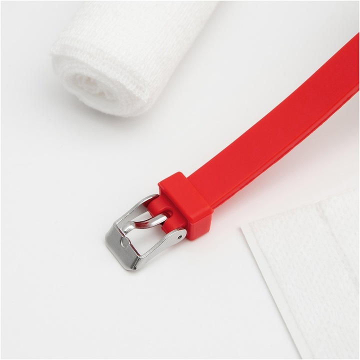 Bransoletka z grawerem męska ratunkowa czerwony kauczuk regulowana BLINGART