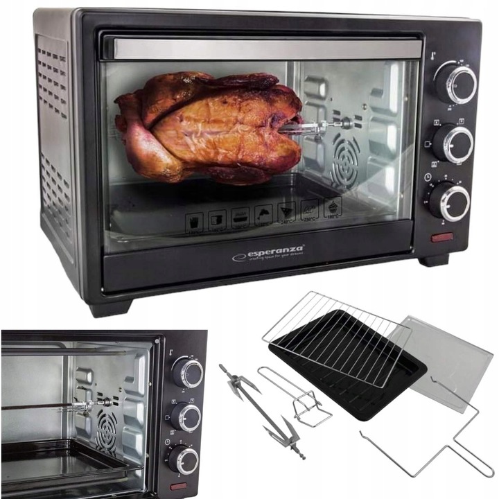 PIEKARNIK ELEKTRYCZNY Z KONWEKCJĄ ROŻNEM I RUSZTEM 25L TERMOOBIEG TERMOSTAT