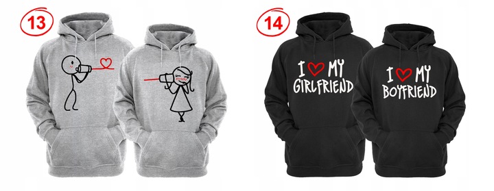 ZESTAW DWÓCH BLUZ Z KAPTUREM DLA ZAKOCHANYCH PAR